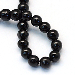 Black Baking Painted Pearlized Glass Pearl Round Bead Strands, Black, 10~11mm, Hole: 1.5mm, about 80~85pcs/strand, 31.4 inch1.5mm