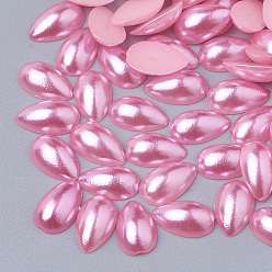 Hot Pink ABS Plastic Imitation Pearl Cabochons, Teardrop, Hot Pink, 8x5x2.5mm