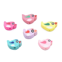 Mixed Color Handmade Polymer Clay Beads, Bird, Mixed Color, 11.5~13x7x4.5~5mm, Hole: 1.6mm