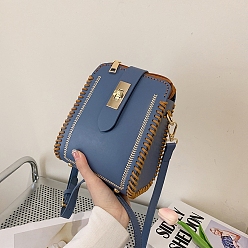 Стально-синий Набор сумок через плечо, связанных крючком своими руками, включая материалы сумки из искусственной кожи, стальной синий, 170x140x100 мм