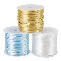 Couleur Mélangete 3 rouleaux 3 couleurs cordons en nylon satin queue de rat, fils de perles pour la fabrication de bracelets et de bijoux, nœud chinois, macramé, couleur mixte, 2mm, environ 10.93 yards (10m)/rouleau, 1 rouleau / couleur