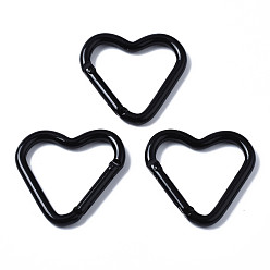 Черный Алюминиевые пружинные кольца ворот, сердце, чёрные, 40.2~42x43~44x4.5~6 мм