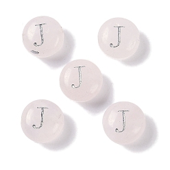 Letter J Природного розового кварца бусы, рондель с письмом, буква J, 8.5~9x5~5.5 мм, отверстие : 1.2 мм