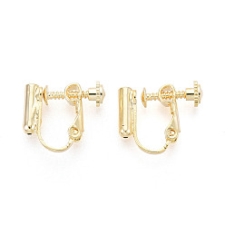 Настоящее золото 14K Латунный винт клипсы серьги выводы, спиральный зажим для ушей, для не проколотых ушей, без кадмия и без свинца, реальный 14 k позолоченный, 14x16x5 мм, отверстие : 0.6 мм