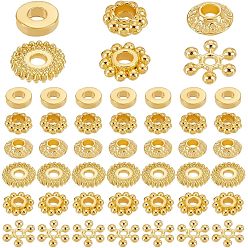 Golden 300Pcs 6 Styles Alloy Spacer Beads, Disc & Donut & Bicone, Mixed Shapes, Golden, 6~7mm, Hole: 1~2.5mm, 50pcs/style