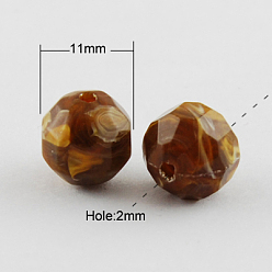 Верблюжий Акриловые бусины, Стиль имитация драгоценных камней, граненые, круглые, верблюжие, 11 мм, Отверстие : 2 мм , около 540 шт / 500 г