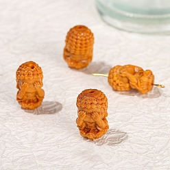 Легкий Лосось Деревянные бусины, Будда, светлый померанцевый, 18x10 мм