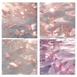 Розовый Блокнот с рисунком бабочки, наклейки с наклейками, для офисного школьного чтения, квадратный, туманная роза, 76x76 мм, 80 шт