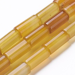 (932FM) Темно-синий аква-матовый с подкладкой Природные крашеные шарики агата стренг, колонка, темно-золотистые, 15~16x7~8 мм, отверстие : 1.2 мм, около 25 шт / нитка, 15.3 дюйм (39 см)