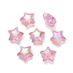 Pink УФ-покрытие радужными переливающимися акриловыми бусинами, звезда, розовые, 18.5x19.5x10.5 мм, отверстие : 2.9 мм