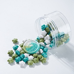 Dark Turquoise Sealing Wax Particles, for Retro Seal Stamp, Star, Dark Turquoise, 63x40mm