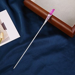 Фуксин Гальванизированные палочки для волос из натурального кварцевого кристалла, аксессуары для волос для женщин и девочек, фуксиново-красные, 180x10 мм