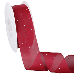 Темно-Красный Лента со стразами из искусственного шёлка, Лента с бахромой по краям для шитья, плоский, темно-красный, 1-5/8 дюйм (40 мм)