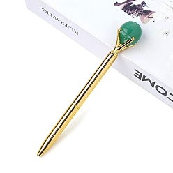 Зеленый Авантюрин Шариковая ручка с натуральным зеленым авантюрином, шариковая ручка из нержавеющей стали, офисные школьные принадлежности, 150 мм