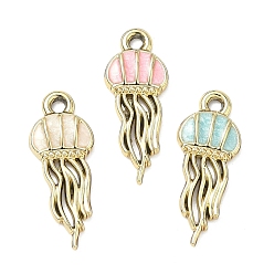 Золотой Подвески из эмали и сплава, медузы прелести, золотые, 23.5x9.5x2.5 мм, отверстие : 1.6 мм