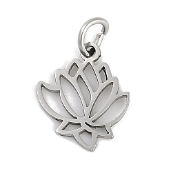 Нержавеющая Сталь Цвет 304 прелести нержавеющей стали, с целью перехода в кольце, лазерная резка, очарование лотоса, цвет нержавеющей стали, 13x11x1 мм, отверстие : 3 мм