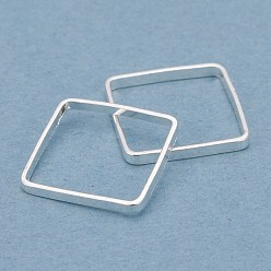 Посеребрённый Латунные соединительные колечки, долговечный, квадратный, 925 серебро покрытием, 10x10x1 мм, внутренний диаметр: 9x9 мм