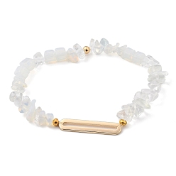 Опал Браслеты с бусинами стрейч с опалитом, с латунным соединительным кольцом и круглыми бусинами, золотые, внутренний диаметр: 2-1/8 дюйм (5.5 см)