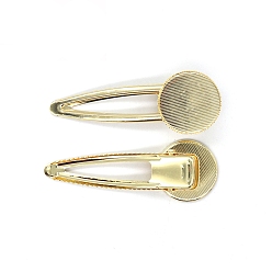Light Gold Железная аллигатора заколки фурнитура, для эмали, плоско-круглые, золотой свет, 73x26 мм
