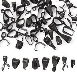 Черный 48 шт. 8 стили 304 защелкивающиеся дужки из нержавеющей стали, чёрные, 7~16.5 мм, 6 шт / стиль