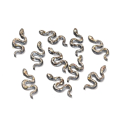 Черный Светящиеся прозрачные кабошоны из смолы, светящаяся в темноте змея с пайетками, чёрные, 17x7x2 мм