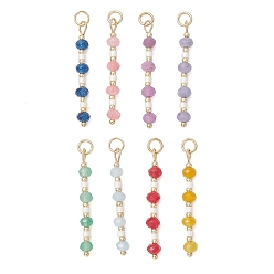 (52) Непрозрачная лаванда 8шт. 8 цвета, окрашенный натуральный малазийский нефрит и подвески из бисера ручной работы из стекла, граненые круглые подвески из бисера, золотые, разноцветные, 34.5x4.5 мм, отверстие : 3.5 мм, 1 шт / цвет