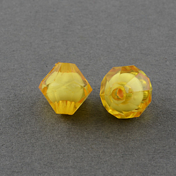 (932FM) Темно-синий аква-матовый с подкладкой Прозрачные акриловые бусины, бусина в бусине, двухконусные, темно-золотистые, 18x18x18 мм, Отверстие : 3 мм , около 220 шт / 500 г