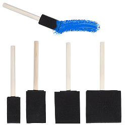 Черный 4шт. губчатый клише с деревянной ручкой, прямоугольные, чёрные, 151~168x25~70x13~14 мм