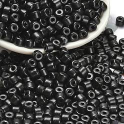 Черный Стеклянные бусины с перламутровым эффектом для выпечки, круглое отверстие, цилиндр, чёрные, 4.5x3.5 мм, отверстие : 1.2 мм, Около 5625 шт / фунт