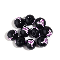 Фиолетовый Печатные деревянные бусины, коровья рука, фиолетовые, 16 мм, 10 шт / комплект