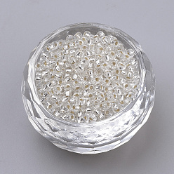 Clear 6/0 Grade A Round Glass Seed Beads, Silver Lined, Clear, 4x3mm, Hole: 1mm, about 4800pcs/pound