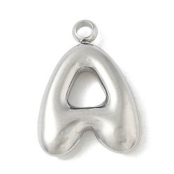 Letter A 304 начальные подвески из нержавеющей стали, цвет нержавеющей стали, буква a, 16~18x6~18x3 мм, отверстие : 1.8 мм
