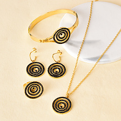 Реактивный Самолет Спираль 304 ожерелья с подвесками из нержавеющей стали со стразами, серьги-гвоздики, браслеты и комплекты колец для женщин, струя, Ожерелье: 440 mm