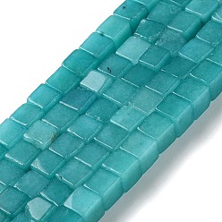Темно-бирюзовый Природные окрашенные белого нефрита нитей бисера, кубические, темные бирюзовый, 6.5x6.5x6.5 мм, отверстие : 1.2 мм, около 60 шт / нитка, 15.16'' (38.5 см)