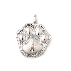 Платина Латунные подвески, лапы печатать прелести, долговечный, без свинца и без кадмия, стойки покрытие, платина, 14.5x11.5x2 мм, отверстие : 1.5 мм