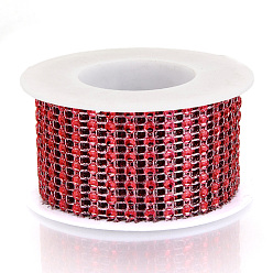 Red 8 Rows Plastic Diamond Mesh Wrap Roll, Rhinestone Ribbon, with Spool, for Wedding, Birthday, Baby Shower, Arts & Crafts, Red, 40x1mm, about 6.56 Feet(2m)/roll