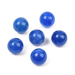 Blue Natural Myanmar Jade Burmese Jade Beads, Dyed, Smooth Round, Blue, 12mm, Hole: 1.6mm