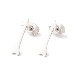 Platinum 304 Stainless Steel Studs Earrings, Arrow, for Women, Platinum, 15x3.5mm, Pin: 0.8mm