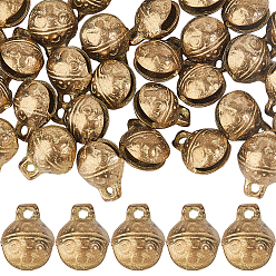 Без Покрытия Латунные подвески-колокольчики, круглый со случайным узором, сырой (без покрытия), 19x16x12 мм, отверстие : 2 мм, 30 шт / комплект