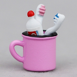 Бледно-Розовый Сплав зубная щетка зубная паста набор миниатюрные украшения, аксессуары для домашнего кукольного домика с микро-ландшафтом, притворяясь опорными украшениями, розовый жемчуг, 20 мм