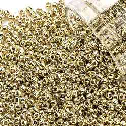 (PF557) PermaFinish Gold Metallic Тохо 11/0 круглые бусины, японский бисер, (pf 557) Permafinish непрозрачный оцинкованный звездный свет, 2.2 мм, отверстие : 0.8 мм, Около 50000 шт / фунт
