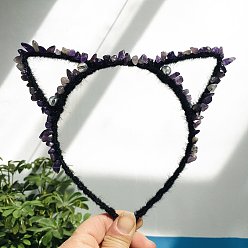 Аметист Резинки для волос из натурального аметиста, резинки для волос кошачий глаз, для женщин девушек, 170x150 мм