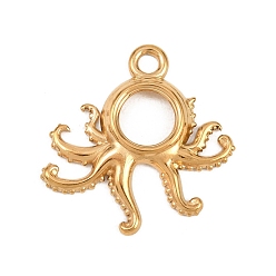 Осьминог Серия океан 304 подвески из нержавеющей стали, реальный 18 k позолоченный, очарование осьминога, 27.5x27x3 мм, отверстие : 3 мм