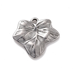 Stainless Steel Color Non-Tarnish 304 Stainless Steel Pendants, Leaf, Stainless Steel Color, 14.5x15.5x2mm, Hole: 1mm