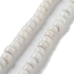 White Handmade Nepalese Lampwork Beads, Barrel, White, 10.5~11x8~8.5mm, Hole: 3.5mm, about 80pcs/strand, 25.39''(64.5cm)
