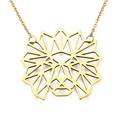 Golden 201 Stainless Steel Pendant Necklaces, with Cable Chains, Lion, Golden, 17.3 inch(44cm), 2mm, Lion: 36x36x1mm
