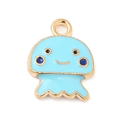 Голубой Подвески из эмали и сплава, золотой свет, очарование медузы, голубой, 15x12x2 мм, отверстие : 1.8 мм