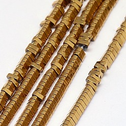 с Золотистым Покрытием Гальванизировать немагнитных синтетический гематит бисер пряди, треугольные, класс А, с золотым покрытием, 3x3x1 мм, отверстие : 1 мм, около 400 шт / нитка, 16 дюйм