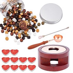Mixed Color DIY Stamp Making Kits, Including Round Sealing Wax Stove, Plastic Empty Cosmetic Containers, Sealing Wax Particles, Brass Spoon, Iron Pigment Stirring Rod Spoon, Paraffin Candles, Mixed Color, Sealing Wax Particles: 300pcs