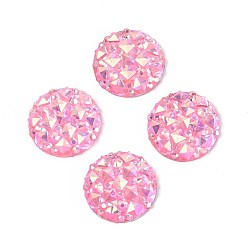 Pink Кабошоны из смолы, Дно посеребренные, AB цвет, полукруглые / купольные, розовые, 12x3 мм